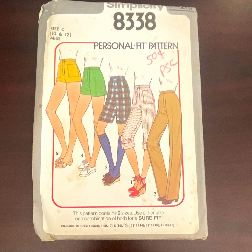 Simplicity 8338 Vintage Original Womens Sportswear Pants Sewing Pattern 10 12